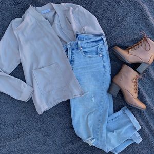 Bomber Jacket- Light Taupe/Grey